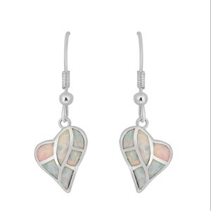 NEW Heart shape drop opal man-made earrings
